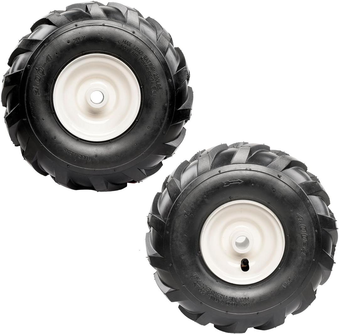 11x4.00-4" Tiller Tire and Wheel (3/4" Axle Size), 3-1/8" Centered Hub, Compatible with Craftsman & Troy-Bilt Tiller Replacement Tire Set