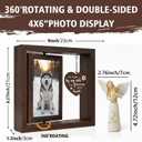 Dog Memorial Picture Frame – 4x6 Rotating Frame, Eco Pet Memorial Frame Keepsake Kit with Angel Holding Figurine – Sympathy Gift for Dog & Cat Lovers