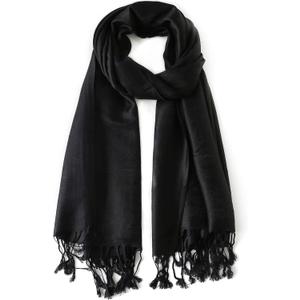 Ciormis Two Tone Silky Paisley Pashmina Shawl Scarf,Soft Women's Rave Jacquard Pashminas Wrap Scarves (N#. Black Paisley)