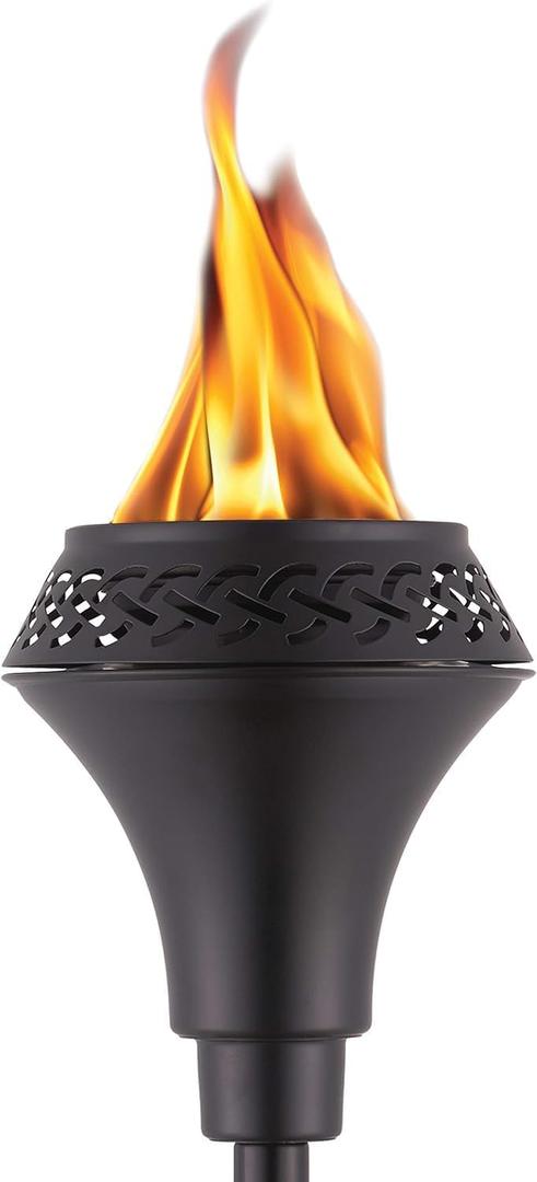 Island King 65" Metal Outdoor Torch  Weather-Resistant, Decorative TIKI Torch with Long-Lasting Wick, Snuffer & Easy-Pour Wide-Mouth Canister for Patio, Backyard & Garden