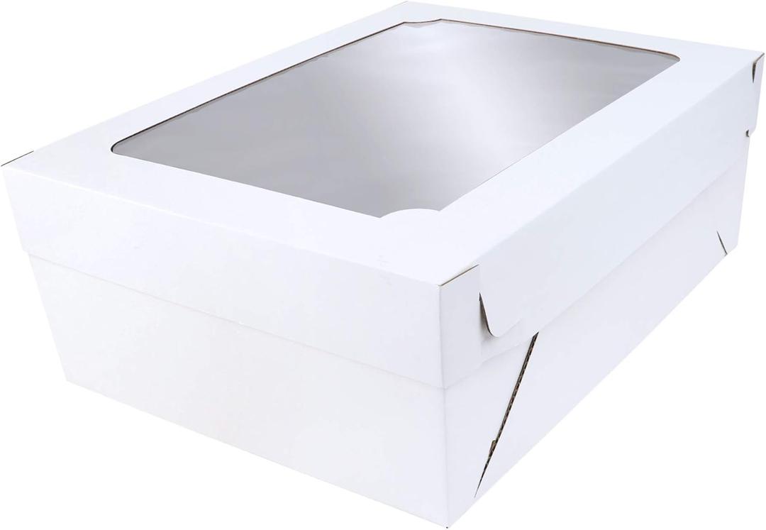 O'CREME White Cake Box with Window, Kraft Cardboard Bakery Box 19.5 Inch x 26.5 Inch x 5 Inch High (Full-Sheet Size) - Pack of 5