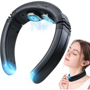 Neck Massager with Heat, Electric Neck Massager, Neck Massager for Pain Relief Deep Tissue, 9 Modes 50 Intensities, EMS Neck Massager for Home Office Car TravelBlack FSA HSA Approved Products Only