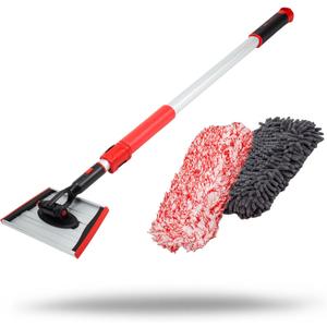 Maxshine IncrediStick Car Wash Stick Wash Mitt  Extends to 4ft with Lightweight Aluminum Handle  Includes Microfiber & Chenille Covers  Compact Design, Cleaning Tool for Cars, Trucks & RVs