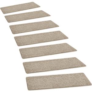PURE ERA Carpet Stair Treads Tape Free Non Slip Indoor Stair Carpet Stair Protectors Pet-Friendly Non-Slip Skid Resistant Washable Reusable 8" x 30"(14 Pieces,Cream Gray)