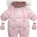 Baby Girl Boy Snowsuit Cute Down Jacket Hooded Romper Light Puffer Padded Jumpsuit Infant Winter Outwear