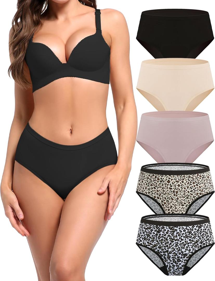 AIRCUTE Washable Adult Urine Incontinence Underwear for Women Leak Proof Absorbent Bladder Protective Panties (2X-Large, 5 Pack)