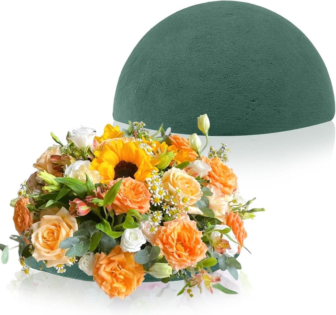2 Green Foam Floral Insertion Base Half-Sphere Floral Foam Block for Fresh Artificial Flower Arrangements Craft Wedding Bouquets and Home Decor