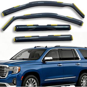 Extra Durable in-Channel Rain Guards Window Visors for GMC Yukon XL 2021-2026 Window Deflectors Vent Sun Shades Dark Smoke 4 Pieces