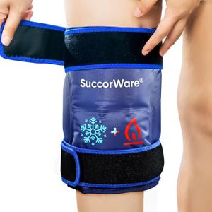 Knee Ice Pack Wrap for Injuries Reusable - Hot & Cold Gel Bags for Leg, Back, Shoulders, Arms, Elbow Injuries, Pain Relief, Swelling, Knee Replacement SurgeryNavy Blue