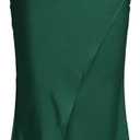 SOLY HUX Women's Satin Maxi Skirt Elegant Wrap High Waisted Ruched Fishtail Dressy Casual Skirts X-Small, Pure Dark Green