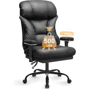 Office Chair,Executive Chair,Ergonomic Big and Tall Chairs 500lbs,Home Office Desk Chairs with Tilt Lock,Comfortable Chair with Adjustable Padded Armrests (Black)