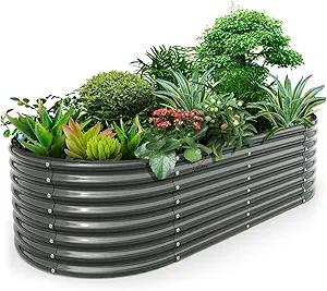 Anleolife Galvanized Raised Garden Bed