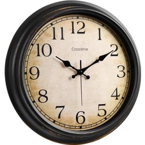 16 Inch Large Wall Clock Battery Operated Retro Decorative Round Clocks for Living Room Kitchen Office Decor, Bronze