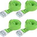 uxcell Tie Down Strap Cam Buckle Lashing Strap 1" x 5Ft 550lb 250Kg Load Polypropylene for Moving Securing Cargo, Green, Pack of 4