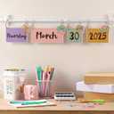 Flip Calendar Bulletin Board Set with Holder Includes 54 Date Cards Back to School Calendar Bulletin Board for Classroom Home Wall Chalkboard Decor(Star and Moon)