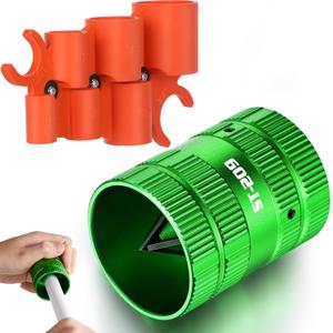 Dreyoo 1/4'' - 1'' Depth Gauge and Pipe Deburring Tool Kit, 1/4'' to 1-5/8'' Inner Outer Reamer Pipe Tubing Chamfer Tool for Copper, PEX, PVC, CPVC, Brass, Aluminum Inner/Outer Tubing Deburring