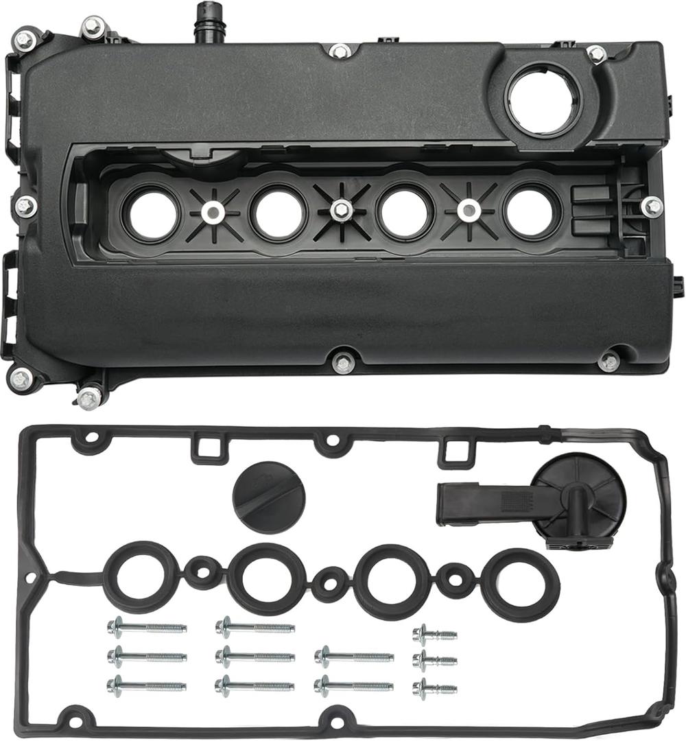 Engine Valve Cover with Gaskets Bolts Oil Filler Cap Compatible with 2011-2020 Chevy Cruze Sonic Trax Aveo, 2008-2009 Saturn Astra, 2009-2010 Pontiac G3 1.6L 1.8L Replace# 55558673 55564395 264-920 (Plastic)