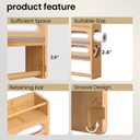 Wrap Dispenser with Cutter and Labels,4-in-1 Wall Mounted Bamboo Plastic Wrap Organizer with Spice shelf and Paper Towel Holder for Aluminum Foil,Cling Wrap,Wax,Parchment,Zipper BagsNatural