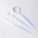 180PCS White Plastic Silverware with Blue Handle,Disposable Utensils Set Include 60 Forks,60 Knives,60 Spoons,Modern Heavy Duty Plastic Silverware Set for Party,Birthday,Wedding