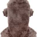 Idepet Velvet Dog Pajamas, Turtleneck Dog Sweater Fuzzy Plush Onesie Soft Cat Apparel Pet Clothes Winter Outfit Doggy Pjs Puppy Jumpsuit for Small Dogs Cats (Brown,S)