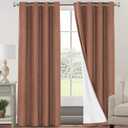 PrinceDeco Blackout Curtains for Bedroom 96 Inches Long Linen Look Curtains for Living Room Black Out Curtains Room Darkening Thermal Curtains with White Liner Backing for Nursery Decor,Washed Spice