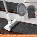 BEQHAUSE Stair Treads Non Slip Stair Runners Step Carpet Mat for Wooden Steps Indoor Machine Washable 28inX9in Edging Polyester Soft Stair Rugs for Kids Elders Pets with TPE Backing(Black,4pcs)