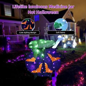 Halloween Decorations Outside Witches Cauldron - HOYECHI Outdoor Halloween Decor Lighted Cauldron 2.5FT, Light Up 3D Witch Cauldron with 60 LED Lights, for Front Yard Porch Gardens Lawns Party 
