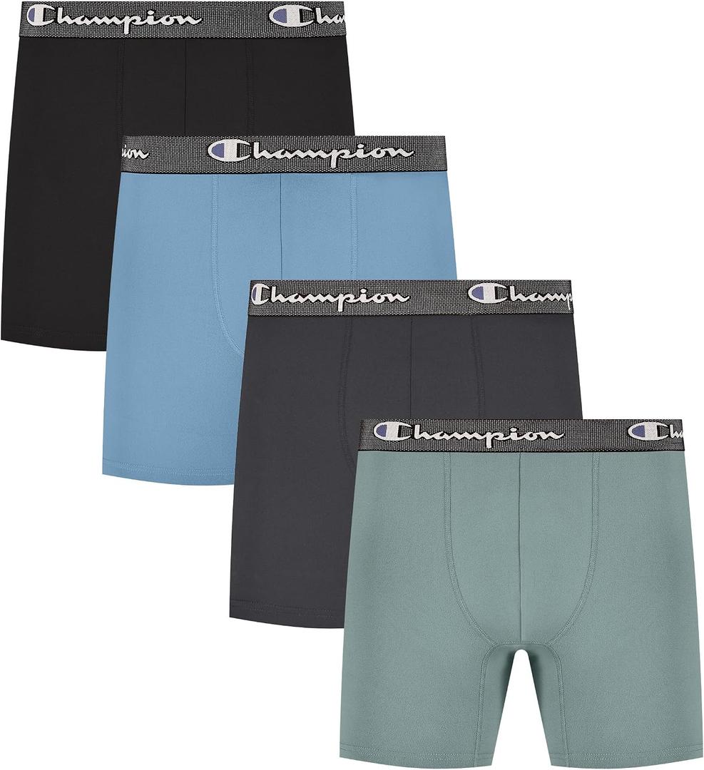 Champion Men's Sport Soft Performance Boxer Brief, 4-Pack
