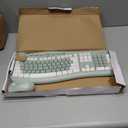 Wireless Keyboard and Mouse Combo,2.4G Full Size Ergonomic Curved Silent Keyboard with Fn Multimedia Keys for Office and Home, 3-DPI Quiet Mouse for Windows,Mac OS Desktop/Laptop/PC(Avocado Green-A)