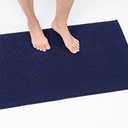 Cotton Paradise 100% Cotton Non Slip Bath Mats for Bathroom, 18x30 inch Soft Absorbent Quick Dry Machine Washable Floor Bath Mat, Navy Blue Bath Rug