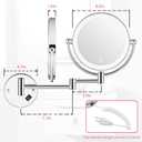 Wall Mounted Lighted Makeup Mirror, 8 Inch Double-Sided 1X 5X Magnifying Mirror for Bathroom, 11'' Extendable Arm, 360 Swivel, Touch DimmableLED Lights, Powered by Plug in, Chrome