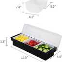 Ice Cooled Condiment Serving Container-3 Compartment Chilled Garnish Tray Bar Caddy with Hinged Lid (3 Compartments)