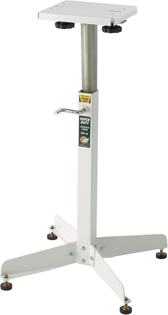 HTC Bench Grinder Stand Adjustable Height From 25 to 41 Inch Heavy Duty 500 lb Capacity Universal Power Tool Stand White HGP-10
