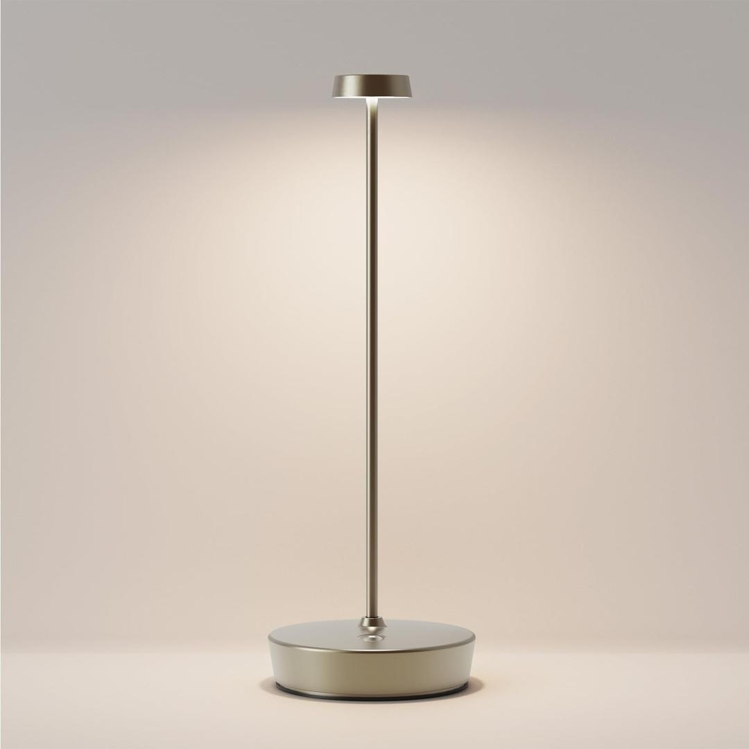 Sikevht Cordless LED Table Lamp，Rechargeable Battery Desk Lamps, 3 Color Stepless Dimmable Metal Battery Table Lamps, Portable Table Light for Indoor/Outdoor/Restaurants/Bedroom/Bar