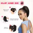 NTYNTY Ponytail Extension - 10" Short Claw Clip in Ponytail Hair Extensions Messy Bun Hair Piece Natural Soft Synthetic Straight Pony Tail Hair Pieces for Women - Light Brown