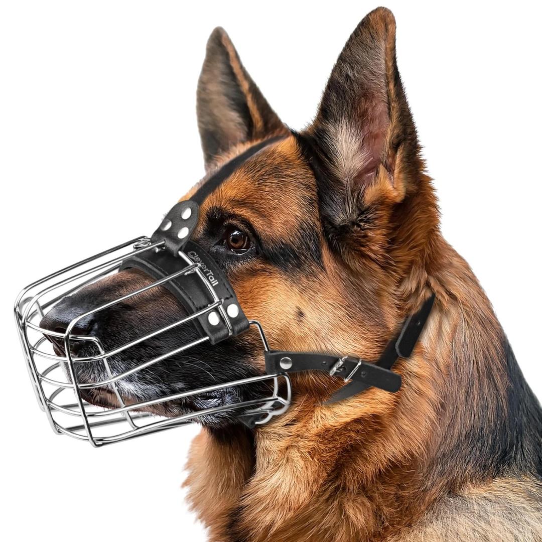 German Shepherd Muzzle for Large Sized Dog – Metal Dog Muzzle for German Shepherd – Steel Basket Muzzle for Large Dogs – Wire Cage Muzzle for Medium Dogs Husky, Belgian Malinois