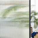 Coavas Window Privacy Film Reeded Glass, Frosted 3D Fluted Glass Window Cling, Adhesive Vinyl Decorative Door Stickers for Bathroom Home Sun Blocking, 35.4x78.7 in, Translucent