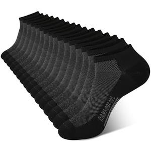 BAMBOO COOL Men's Athletic Ankle Socks Cushioned Moisture Wicking, Low Cut Running Mesh Socks Arch Support, 8 Pack, Large