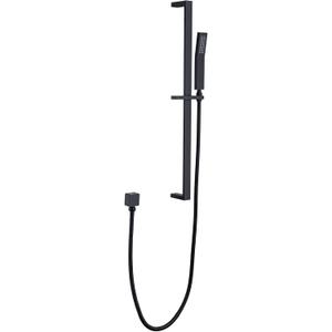 Brass Shower Slide Bar Matte Black Hand Shower Head with Slide Bar and Hose, Wall Mount Handheld Shower Wand Holder, Height Adjustable Sliding Bar, Pt003