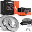 A-Premium 11.66 inch (296mm) Front Vented Disc Brake Rotors + Ceramic Pads Kit Compatible with Select Honda Models - Odyssey 2005 2006 2007 2008 2009 2010, 6-PC Set