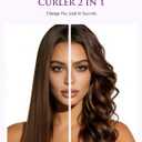 LANDOT Hair Straightener and Curler 2-in-1: Twist Flat Curling Iron for Smooth Straight & Bouncy Curls, Anti-Frizz, Dual Voltage, 12 Temps 250-450F for All Hair Types, 1 Inch, Metallic Gray