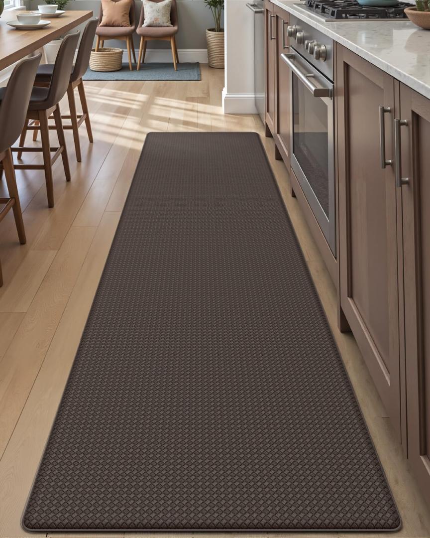 DEXI Kitchen Floor Mats Cushioned Anti Fatigue, 23x59, Large Wide Standing Runner Rug Waterproof, Comfort Memory Foam Padded for Front Sink Laundry, Brown