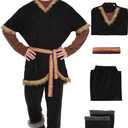 Costume Cosplay Outfit Medieval Suede Uniform Vest Pants Full Set Suit (Medium)