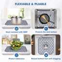 2 Pack Silicone Sink Protectors for Kitchen Sink - 12" x 11" Kitchen Sink with Center Drain Accessory, Non-Slip Heat-Resistant Mat for Bottom of Porcelain Stainless Steel, Dishwasher Safe (Gray)