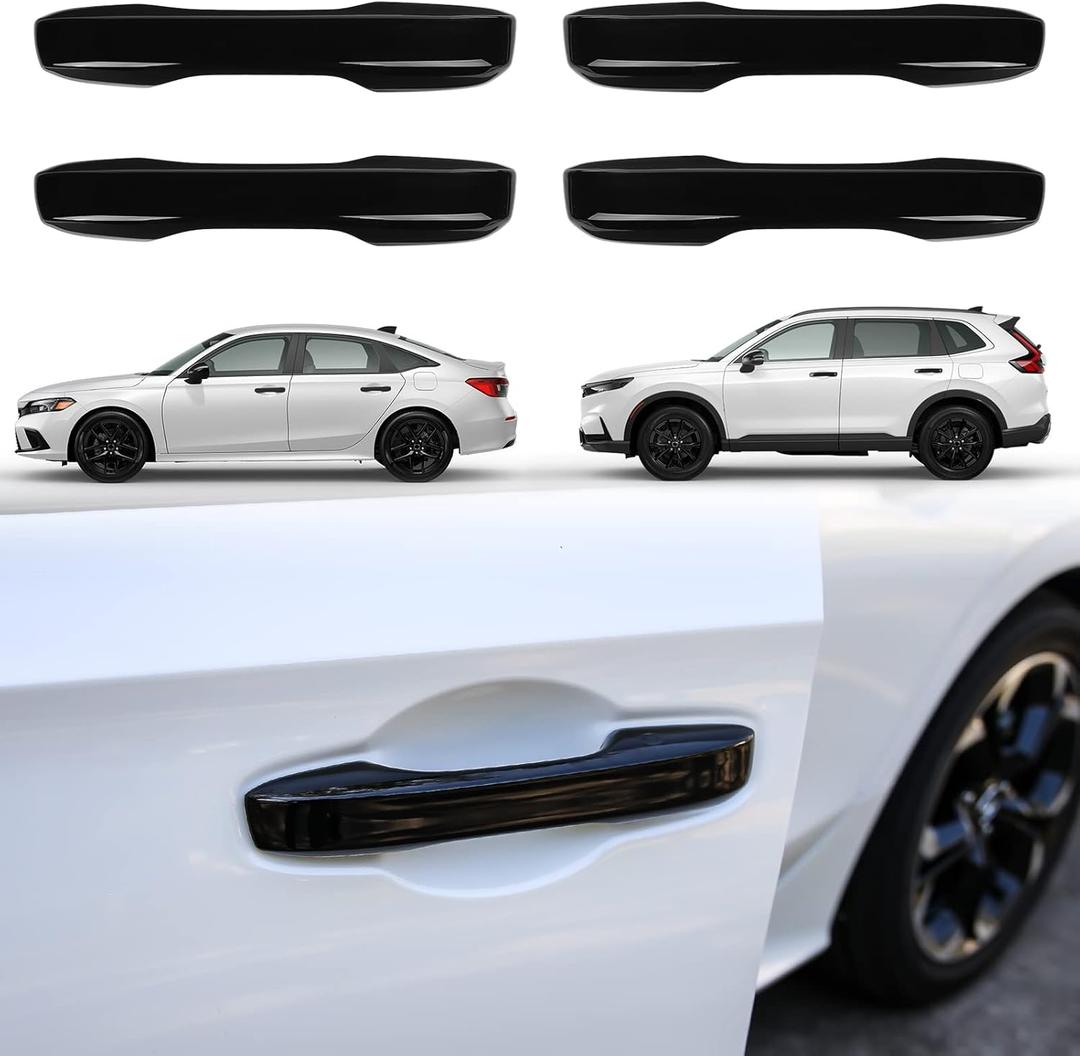 Thenice for 11th Gen Civic Door Handle Cover Snap-on No Tape Exterior Handle Protection Compatible with Honda Civic 2026 2025 2024 2023 2022 Accessories, Accord CR-V HR-V 2023-2026 -Piano Black