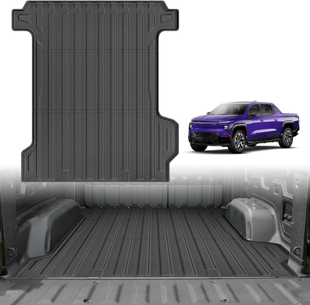 Powerty Truck Bed Mat for 2019-2025 2026 Chevy Chevrolet Silverado/GMC Sierra 1500 Accessories 5.5FT Vehicle Bed All Weather Truck Bed Liner TPE Pickup Bed Mat Black