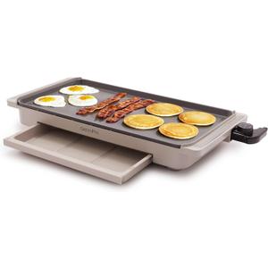GreenPan Advanced 10.5x 20 Electric Griddle with Warming Drawer, Healthy Ceramic Nonstick PFAS-Free Coating, Temperature Control, Easy and Versatile Countertop Meals, Dishwasher Safe, Clay