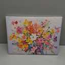 Daisy Flower Canvas Wall Art Watercolor Floral Picture Wall Decor for Bedroom Abstract Wildflower Texture Painting Print Artwork Colorful Nature Botanical Poster Modern Bathroom Home Decoration 12x16”