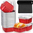 selizo 60 Pack 10oz Mini Disposable Cake Pans with Lids, Aluminum Foil Square Baking Cups, 4.4x4.4 Large Baking Cake Tins Cup Cake Containers with Lids for Individual Cakes