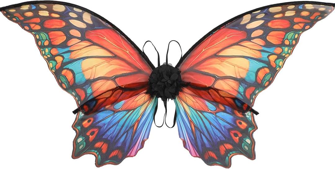 Fairy Wings for Adults Women - Butterfly Wings Fairy Costume for Dress Up Fantasy Renaissance Renfaire Cosplay (Orange)